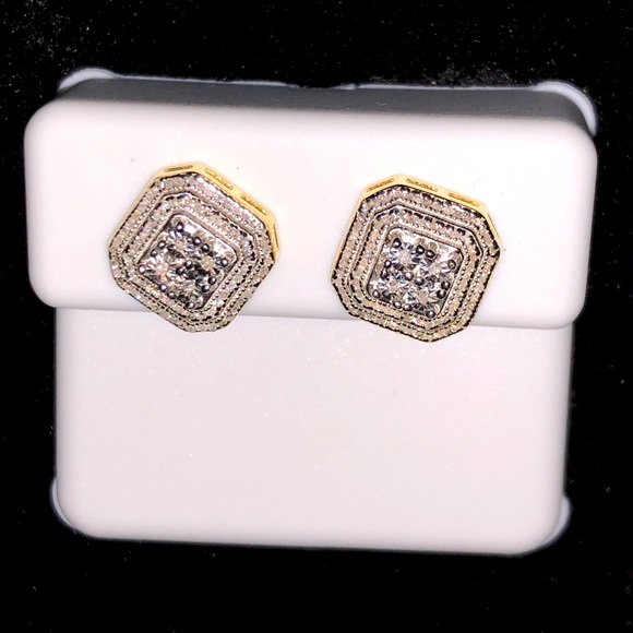 1/2ct REAL DIAMOND Cluster earrings - Picture 1 of 9